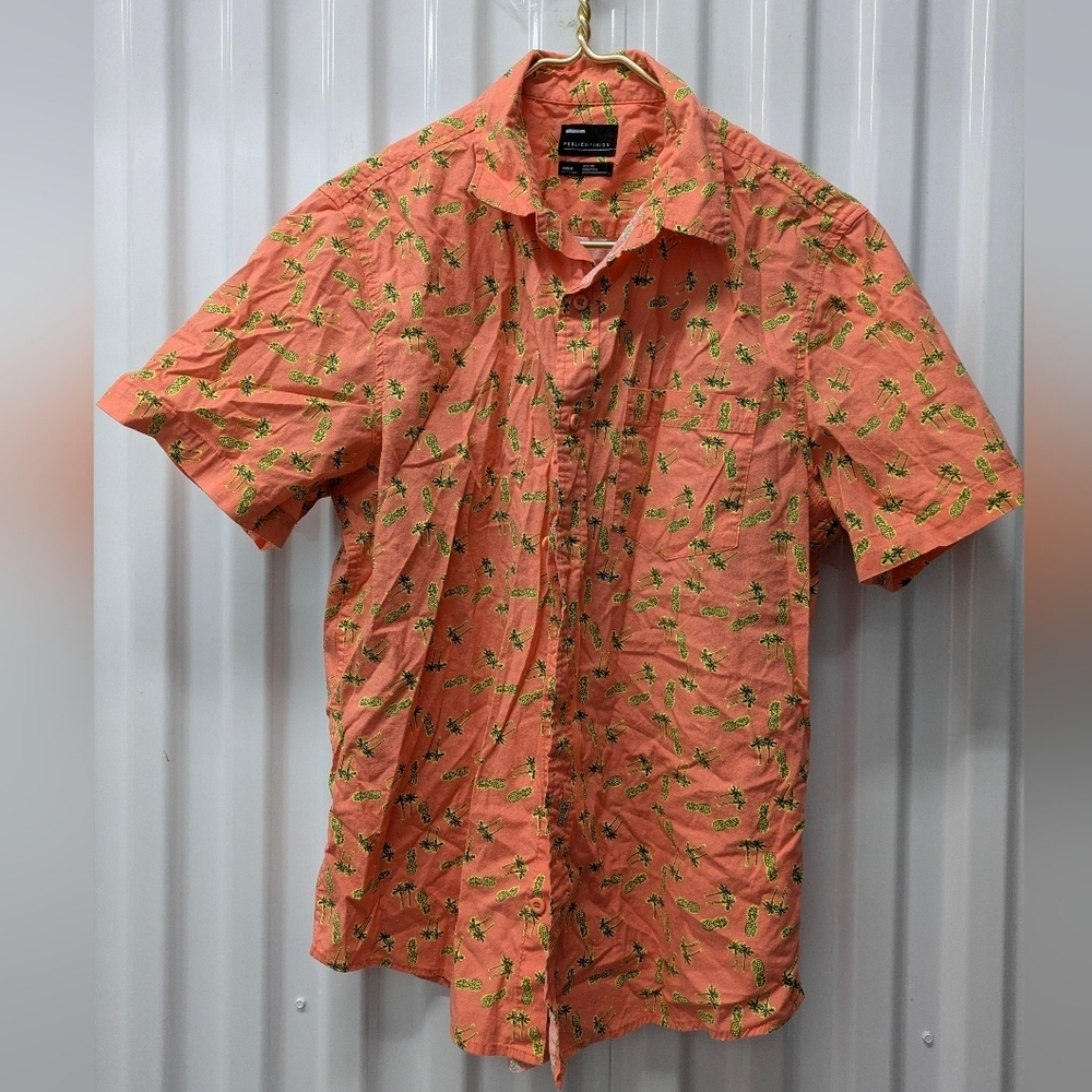 Publicopinion Vibrant Orange Palm Tree Casual Shirt